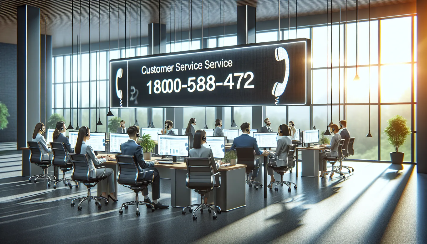 diverse customer service team in a modern office providing support.