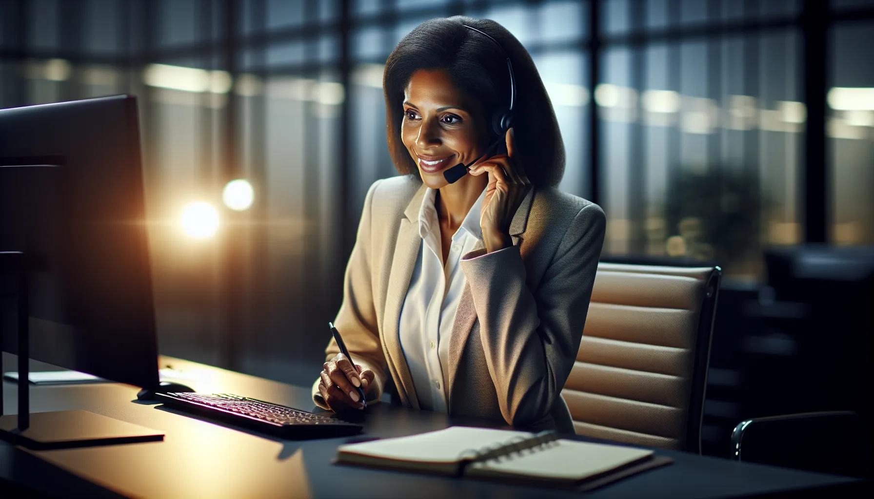 customer service representative assisting on a toll-free hotline.